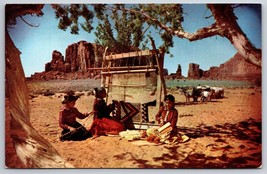 Rug Weaving In Monument Valley Arizona AZ UNP Unused Chrome Postcard K11 - £4.67 GBP