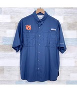 Auburn University Tigers Columbia PFG Tamiami Fishing Shirt Blue Mens Me... - £26.75 GBP