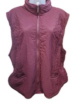 Blue Mountain Women&#39;s Small Quilted Vest Burgundy Zip Front - $17.99