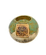 Vintage Ceramic Tealight Votive Candle Holder Dream Green Drip Glaze Bro... - £12.26 GBP