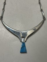 Vintage 950 Mexico Articulated Collar Necklace with Turqouise Modernist 45.8G! - £130.48 GBP