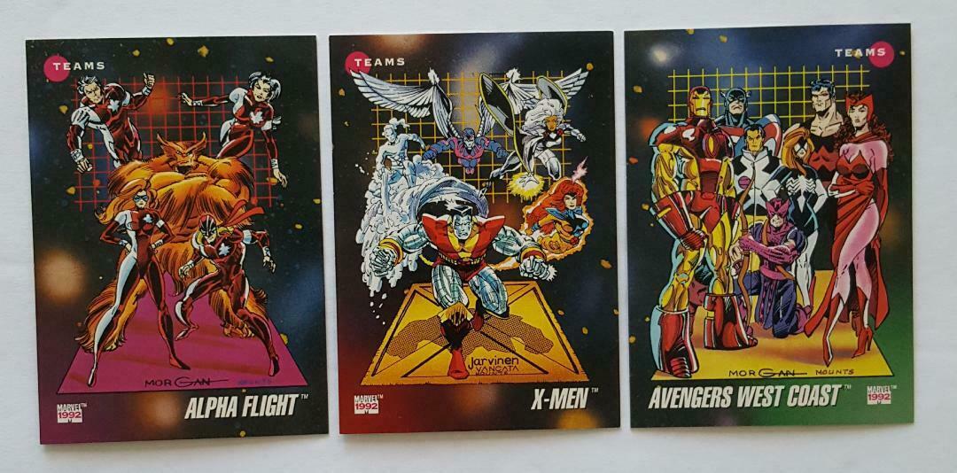 Primary image for 1992 Impel Marvel Universe "Teams" lot of 3 cards in NM Condition