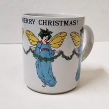 Fairy Christmas Coffee Mug Blue Yellow Holiday 13 Oz Ceramic Cup - £6.26 GBP