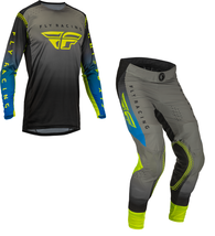 New Fly Racing Lite Grey Blue Hi-Vis Dirt Bike Adult MX Motocross Moto Gear - £184.21 GBP