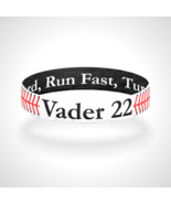 Reversible Custom Baseball Wristband Bracelet Hit Hard Run Fast Turn Left - $16.46 CAD