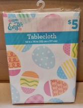 Easter Tablecloth 52&quot; x70&quot; Easter Eggs Flannel Back Fits 28&quot;x46&quot; to 40&quot;x... - £3.52 GBP