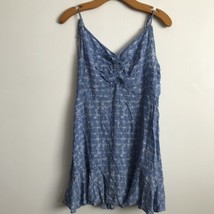Intimately Free People Caught Up Dress M Blue Adjustable Tie Straps Prin... - $25.79
