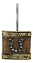 Rustic Lucky Horseshoe In Faux Tooled Leather Bathroom Shower Curtain Hooks 12pk - £24.36 GBP