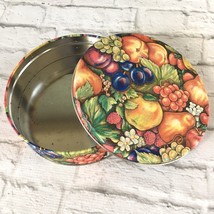 Round Tin Lid 6 1/2” Fresh Fruits Grapes Apples Plums Peaches Raspberrie... - $125.44 MXN