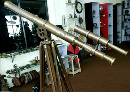 Brass Double Barrel Astro Telescope With Tripod Stand Gift Item - £144.27 GBP