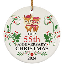 Our 55th Anniversary 2024 Ornament Gift 55 Years Christmas Cute Deer Couple - £11.83 GBP