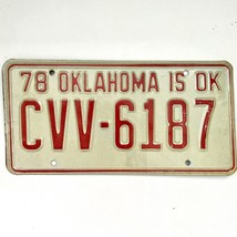 1978 United States Oklahoma Cleveland County Passenger License Plate CVV-6187 - £14.89 GBP
