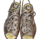 Fly London Womens Metallic Leather Wedge Sandals Size 40 With Lace-Up De... - $91.20