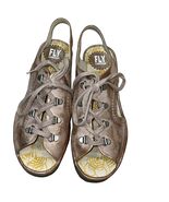 Fly London Womens Metallic Leather Wedge Sandals Size 40 With Lace-Up De... - $1,645.02 MXN