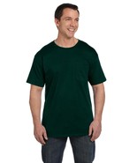 Hanes Beefy-T Shirt With Pocket Green XL 05190 100% Cotton New in Package - £10.97 GBP