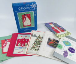 American Greetings Christmas Cards Happy Holiday Floral Glitter Tree 26 Assorted - £10.00 GBP