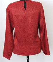 Evan Picone Red Blouse Black 12  Polka Dots Polyester Long Sleeve NEW - £27.05 GBP