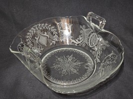 Antique GLASTONBURY Wedding Basket With Handles CAMBRIDGE Etched Art Glass - $19.78