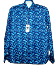 BERTIGO   Blue White Plaid Design Cotton Men&#39;s Dress Shirt Size XL /5 - £80.39 GBP