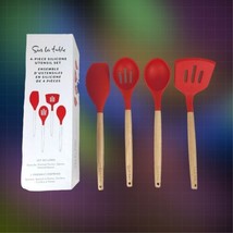 SUR LA TABLE 4-Piece Silicone Utensil Set in Red New In Box MSRP $40 - $29.69