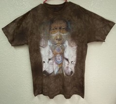 2019 The Mountain Brown T Shirt Size 2XL Native American White Wolves - £20.99 GBP