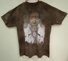 2019 The Mountain Brown T Shirt Size 2XL Native American White Wolves - $24.05