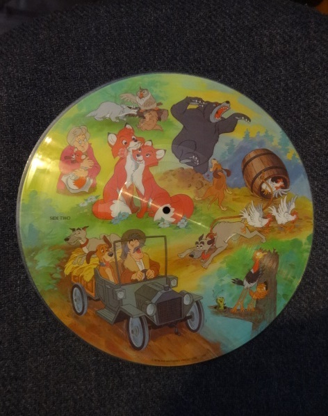 Disney FOX & THE HOUND pinback buttons + picture disc LP - $10.00
