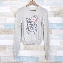 Hollister Cat Beanie Hat Sweater Gray Winter Soft Knit Casual Womens Medium - £14.20 GBP