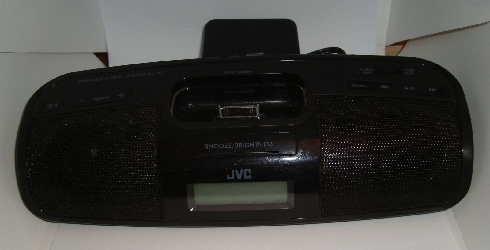 JVC Portable Audio System RA-P1B iPod iPhone 4 and 4s FM Tuner Alarm Clock - $14.99