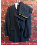 Cricketeer Mens 2-Piece 2-Button Suit 43R Wool Dark Blue / Blue-Gray Pan... - $60.86 CAD
