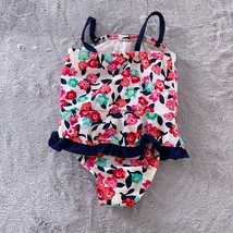 Old Navy Baby Ruffle One Piece Swimsuit Pink Blue Floral Girls 3-6M 3-6 Months - £5.53 GBP