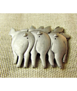 Mali Vintage Pewter Brooch; Trio Of Pigs Butts Brooch. - $33.95 CAD