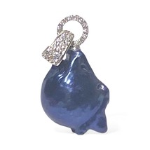 Dazzling 15.5 x 18mm Huge Keshi Baroque Purple Black Blue Cultured Pearl Pendant - £63.87 GBP