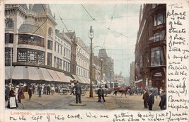 Liverpool Inghilterra ~ Chiesa Street-Bobbie-Horse Carrelli ~1903 Cartolina - £7.44 GBP