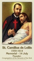 St. Camillus LAMINATED Prayer Card 5-pack with Two Free Bonus Cards Incl... - $12.95