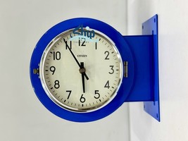 Blue Paint Coating Steel Metal Dual Face Electric Vintage Citizen Wall Clock - £362.61 GBP