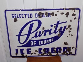Vintage Selected Dealer Purity Of Course Ice Cream Porcelain Double Side... - $816.75