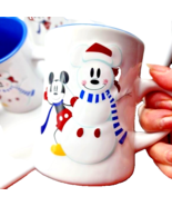Disney Mickey With Snowman Snowflakes Set of Six Coffee Mugs - £54.75 GBP