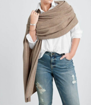 NWT New 100% Cashmere Scarf Wrap Long Womens Tan Ryllace Brown Taupe 100 X 28 - £349.59 GBP