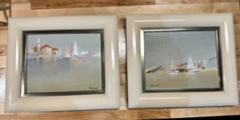 2 Framed Canvas Nautical Painting Wall Art Seaside Artistic Interiors - £59.31 GBP