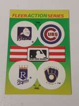 1990 Fleer Action Series Braves Cubs Royals Brewers Sticker Card - £0.76 GBP