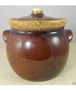 Hull USA Brown Drip Pottery Large Bowl &amp; Lid Ovenproof 6.5&quot; tall - £12.86 GBP