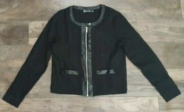 7th Avenue New York &amp; Company Design Studio Black Zip Up Sweater Jacket Size L - £20.42 GBP