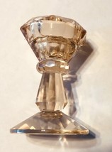 Lovely Lead Crystal Oleg Cassini candlestick holder Shimmer Amber,  Faceted. 4” - $13.86