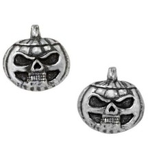 Alchemy Gothic Pumpkin Skull Studs Earrings Pair Surg Steel Posts Hallow... - $19.95