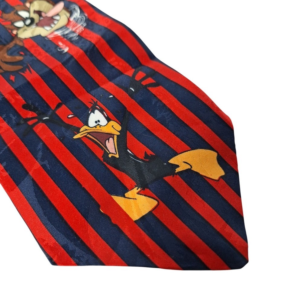 Vintage 1995 Looney Tunes Mania Striped Bugs Daffy Taz Novelty Polyester Necktie Item image 3
