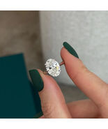 4.15 Ct Oval E VVS2 Lab Grown Diamond Hidden Halo 14k White Gold Engagem... - $53,226.21 MXN