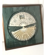 Vintage Wood Case Shadow Box Frame With Antique Lace Hand Fans Display - £544.96 GBP