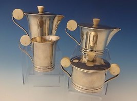 French .950 Sterling Silver Art Deco Tea Set Coffee Sugar Creamer #0145 - £3,002.17 GBP