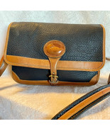 Vintage Dooney and Bourke Allweather Leather Blue Tan Surrey Shoulder Bag - £71.71 GBP